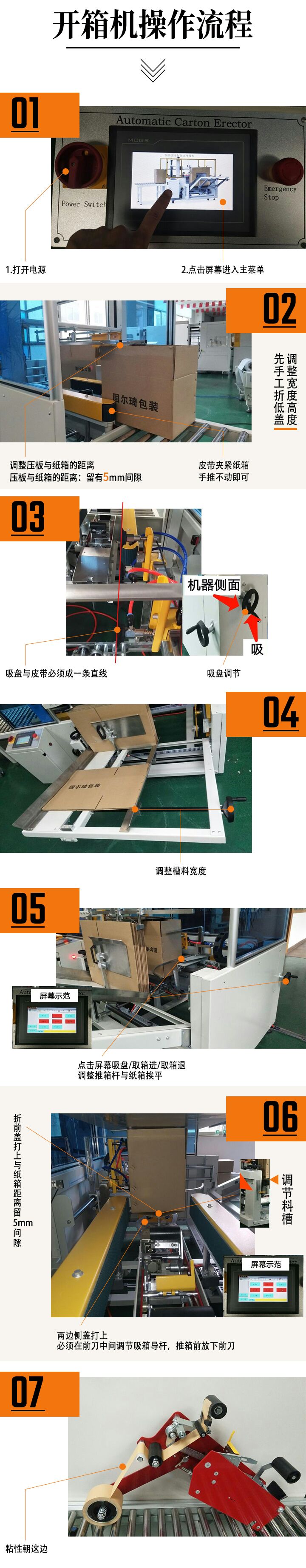 全自動(dòng)開(kāi)箱機(jī)操作流程